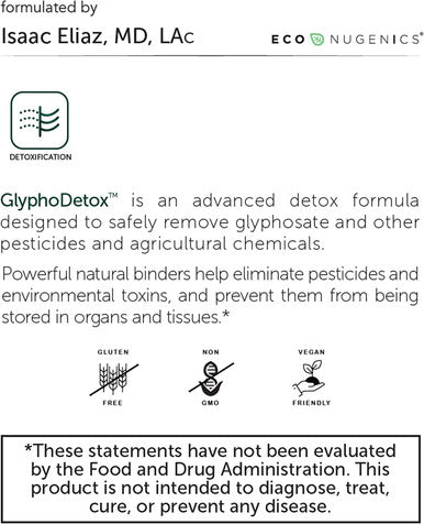 EcoNugenics GlyphoDetox Supplement Safely Remove Glyphosate Pesticides and Agricultural Toxins Kelp Citrus Pectin Algimate Glycine 60 Veggie Capsules