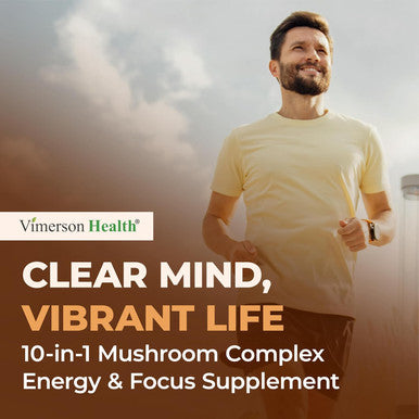 Mushroom 10x Complex with Lions Mane Extract Turkey Tail Cordyceps Reishi Shiitake Chaga & Maitake for Cognitive Support Vegan Mushroom Supplement Blend for Natural Energy & Focus 60 Capsules