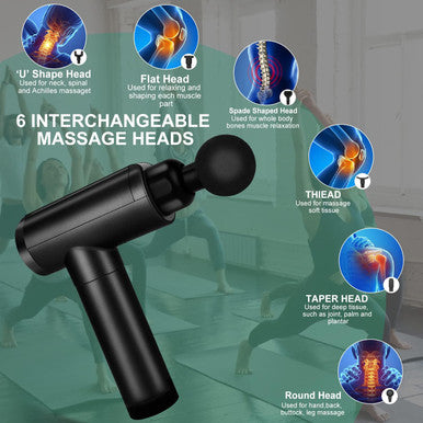 Cholas Massage Gun, Muscle Therapy Gun For Athletes, Deep Tissue Percussion Body Muscle Massager With 30 Adjustable Speeds, 6 Types Of Massage Heads, Handheld Massager For Neck Back Pain Relief