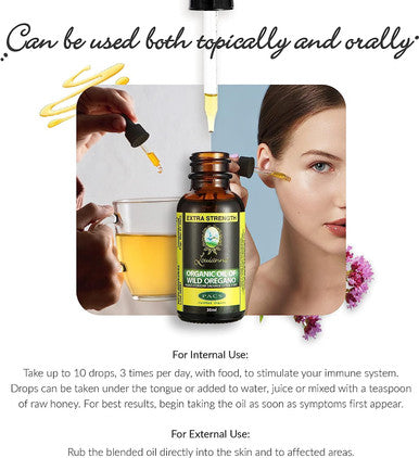 Oregano Oil - Louianna Certified Organic Oil of Wild Oregano Liquid Drops Extra Strength 30ml / 1 Fluid Ounce 82.66% Carvacrol & 0.28% Thymol Canada Best Selling Brand
