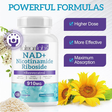 Nad+ Supplement Alternative - Liposomal Nicotinamide Riboside - Resveratrol & Quercetin - High Purity Nad Supplements For Anti-Aging, Focus, Energy 120 Capsules