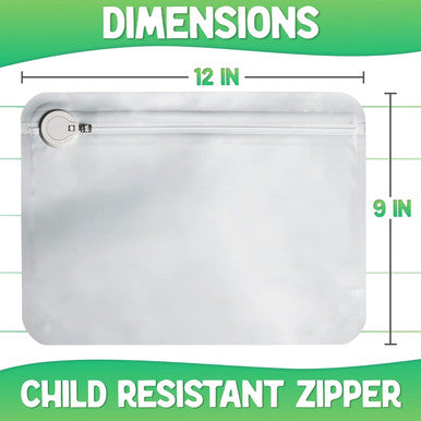 Xprs Nutra Exit Bags - Premium Squeeze to Open Resealable White Zip-Locking Exit Bag - Airtight Pouch Giant Ziplock Bags for Storage The Exit Ziplock Mylar Pouch (12x9x3 100)
