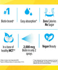 Country Life Biotin Spray 2Mg/2 000Mcg - Tropical Coconut Flavor - May Help Support Healthy Hair Skin And Nails - B Vitamins - Keratin - Easy Absorption