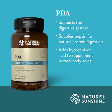 Nature'S Sunshine Pda Combination, 180 Capsules | Hydrochloric Acid And Pepsin Supplement That Helps Break Down Proteins In The