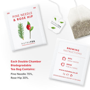Nutra Tea - Pine Needle & Rose Hip Tea | Pine Needle Tea | Rose Hips Tea - 40 Tea Bags - Herbal Tea - (2 Pack)