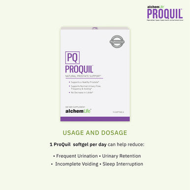 AlchemLife ProQuil - Natural Health Supplement for Men Supporting Prostate, Bladder & Urinary Health - Made with Phyto-Active Ingredients of Pygeum, Pumpkin Seed Oil & Saw Palmetto - (15 Softgels)