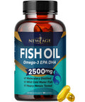 Omega 3 Fish Oil 2500mg Supplement by New Age ÃƒÂ¢Ã¢â€šÂ¬Ã¢â‚¬Å“ Immune & Heart Support ÃƒÂ¢Ã¢â€šÂ¬Ã¢â‚¬Å“ Promotes Joint, Eye, Brain & Skin Health - Non GMO 90 Softgels - EPA, DHA Fatty Acids Gluten Free