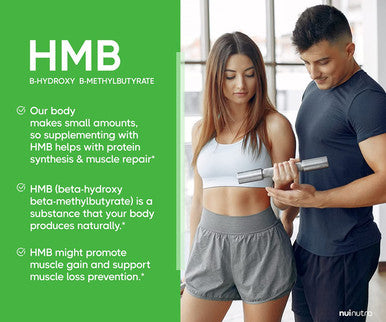 Nui Nutra HMB Supplement (Beta-Hydroxy Beta-Methylbutyrate) | HMB Supplements | 1000mg | 200 Capsules | Muscle Growth Support | Post-Workout Muscle Recovery | for Men & Women