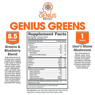 The Organic Brain & Immune Boosting Bundle with Genius Mushrooms & Greens