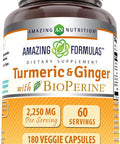 Amazing Nutrition Formulas Turmeric Curcumin & Ginger with BioPerine 2250 mg Per Serving Veggie Capsules | Non-GMO | Gluten | Made in USA | Ideal for Vegetarians (180 Count)