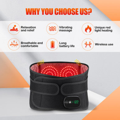 Flaremore Electric Heating Massage Pad For Back Xl Heated Waist Belt Wrap With 3 Fast Heating And Vibration Massage Modes Fsa Eligible 5000Mah Battery Operated Heat Pad For Back Waist Lumbar Abdomen