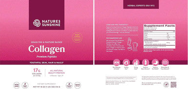 Nature'S Sunshine Collagen Powder Type I and III Grass Fed and Pasture Raised Premium Bovine Collagen Peptides 18 Oz