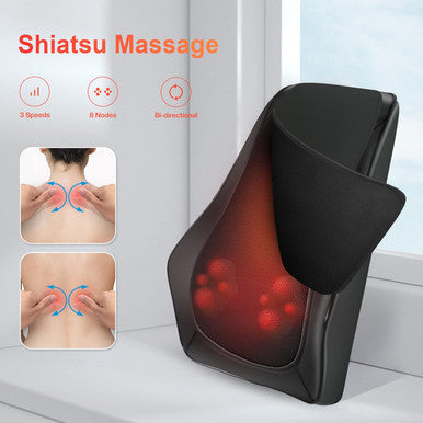 Comfier Back Massager With Heat,3D Deep Kneading Shiatsu Neck And Back Massager With Vibration & Heat, Neck Back Massage Pillow As For Women Men-Home Office Use