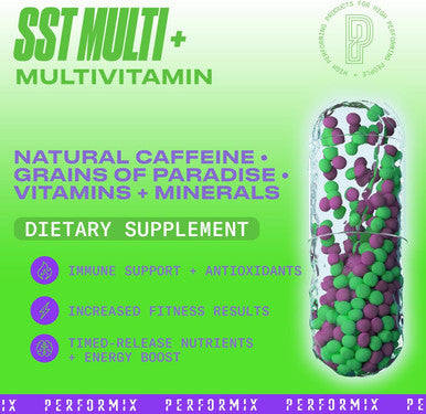 Performix - Sst Multi+ Multivitamin - Natural Energy - Timed-Release - Immune System & Metabolic Support - Weight Goals - Caffeine, Biotin, Vitamin A, C, D, E, B6 & B12 - Women & Men - 60 Count