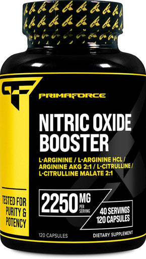 Primaforce Nitric Oxide Booster (2250mg 120 Capsules) - 40 Servings of Our Nitric Oxide Boosting Blend for Pre-Workout and Post-Workout