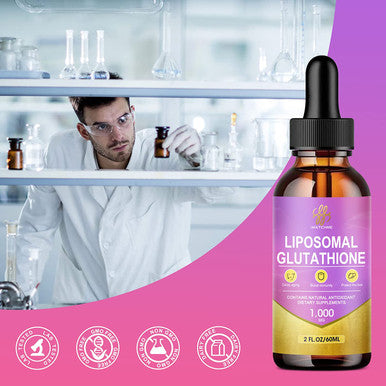 iMATCHME Liposomal Glutathione Liquid 1000 mg, Glutathione Supplement with Milk Thistle Extract, Antioxidant Supplement for Detoxification, Liver Detox Cleanse, Immune Health Support, Non-GMO, Vegan