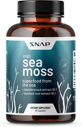 Irish Sea Moss Capsules w/Bladderwrack Burdock Root Iodine Energy Support Seamoss Supplement to Elevate Mood Strengthen Immunity Digestion ReSkin Tone Seamoss Pills 60 Capsules