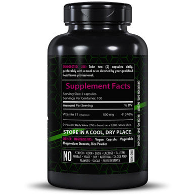 Healthfare Vitamin B1 500Mg | 200 Capsules | Thiamine Supplement | Supports Overall Health | Non-Gmo | Gluten Free (200 Capsules)