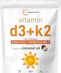Micro Ingredients Vitamin D3 2000 Iu + K2 Mk7 50 Mcg 300 Softgels Made With Coconut Oil 2In1 Formula Easy To Swallow NonGmo