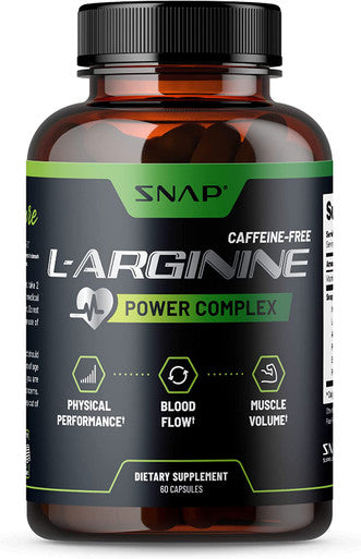 Snap L Arginine Capsules Blood Circulation Supplements with Nitrosigine L Citrulline for Natural Energy Increase Blood Flow Muscle Growth Herbs for Cardio Health 60 Capsules