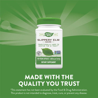 Nature'S Way Slippery Elm Bark, Traditional Support To Soothe Gi Tract*, 100 Vegan Capsules