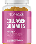 Collagen Gummies For Women And Men - 2500Mcg Biotin, Zinc, Vitamin C & E For Promote Hair, Skin & Nail Health - Glp-1 Nutritional Support - Pectin-Based, Non-Gmo, Lemon Flavor, 1-Month Supply