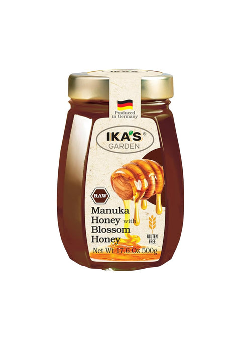 Ika's Garden Raw Manuka Honey with Blossom Honey - 100% Pure, Unfiltered, Gluten-Free Ã¢â‚¬â€œ Product of Germany, 17.6 oz (500g) Jar