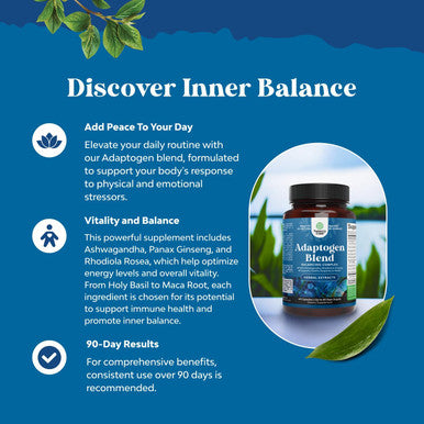 Natures Craft Herbal Adaptogen Mood Support Supplement - Calming Adaptogens Supplement for Stress & Cortisol Management with Ashwagandha Rhodiola Rosea & Maca Root - Vegan Non GMO & Daytime Friendly -120ct