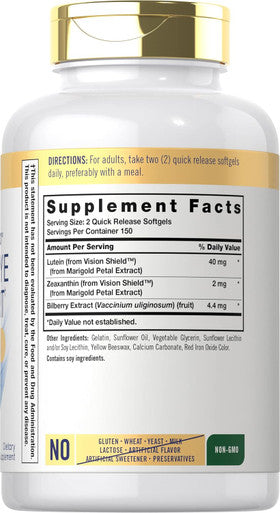 Carlyle Adult Eye Support | 300 Capsules | with Lutein and Zeaxanthin | Non-GMO and Gluten Supplement