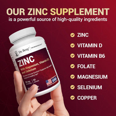 Dr. Berg Zinc 30Mg Enhanced With Magnesium Vitamin D3 Selenium and Copper Zinc Supplements For Men and Women Chelated Zinc For Immune Skin Hair and Nails Support 60 Capsules