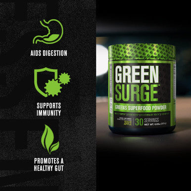 Green Surge Green Superfood Powder Supplement Keto Friendly Greens Drink w/Spirulina Wheat Barley Grass Organic Greens Green Tea Extract Probiotics Digestive Enzymes Sour Apple 30sv