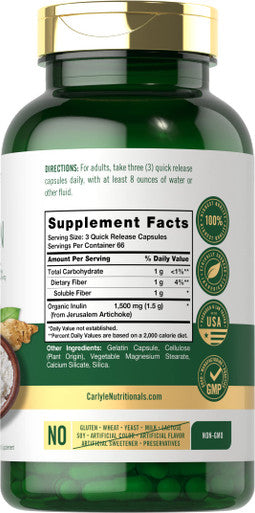 Carlyle Inulin Powder Capsules | 1500Mg | 200 Count | Non-Gmo And Gluten Free Supplement