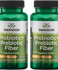 Swanson Prebiotic + Probiotic Fiber - Natural Supplement Promoting Digestive System & Immune Health Support - Aids Regularity & GI Tract Health - (60 Capsules 500 Million CFU Each) (2 Pack)