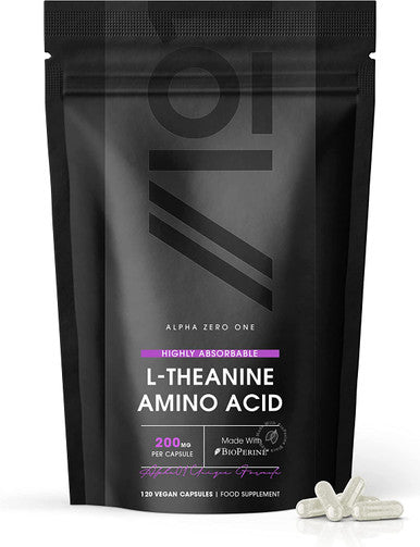 L-Theanine 200mg with BioPerineAÃƒâ€šÃ‚Â® - Highly Bioavailable - Made with BioPerineAÃƒâ€šÃ‚Â® - Non GMO, Gluten , Halal - 120 Vegan Capsules