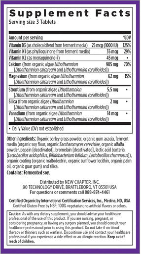 New Chapter Calcium Supplement - Bone Strength Whole Food Calcium with Vitamin K2 + D3 + Magnesium, Vegetarian, Gluten Free 120 Count (40 Day Supply)