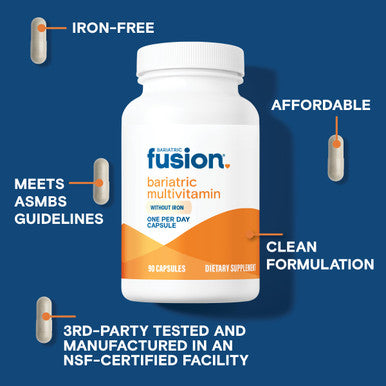 Bariatric Fusion Bariatric Multivitamin Without Iron 1 Per Day Post Surgery Patients Iron Free Vitamin for Gastric Bypass and Sleeve Gastrectomy Easy to Swallow 90 Capsules Three Month Supply