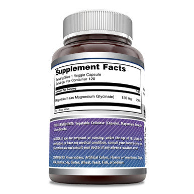 Amazing Formulas Magnesium (Glycinate) 120 Mg Per Serving Supplement | Veggie Capsules | With Magnesium Glycinate | Non-Gmo | Gluten Free (120 Count)