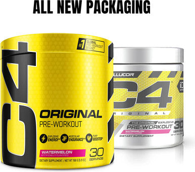 C4 Original Pre Workout Powder Watermelon Sugar Free Preworkout Energy for Men & Women 150mg Caffeine + Beta Alanine + Creatine - 30 Servings (Packaging May Vary)