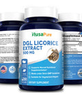 DGL Licorice Extract 500 mg 200 Veggie Capsules (Vegan,Non-GMO & Gluten-Free)