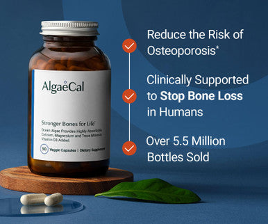 ALGAECAL- Plant Based Calcium Supplement with Vitamin D3 (1000 IU) for Bone Strength Contains 13 Minerals Supporting Bone Health Organic Calcium (750 mg) for Women & Men 90 Veggie Caps Made in USA