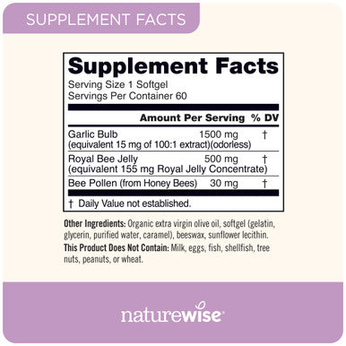 Naturewise Garlic Odorless Softgels 1500Mg Support Teeth & Immune System Health With Antioxidants & Bee Pollen | Garlic Clove Sup