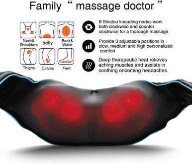 Mo Cuishle Shiatsu Back Shoulder And Neck Massager With Heat, Electric Deep Tissue 4D Kneading Massage, Best Gifts For Women Men Mom Dad, Fathers Day, Mothers Day, Christmas Gifts