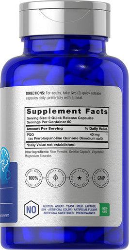 PQQ 40mg 120 Capsules Maximum Strength Non GMO and Gluten Free Supplement Pyrroloquinoline Quinone Disodium Salt by Horbaach