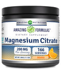 Amazing Formulas Magnesium Citrate 500 Grams (1.1 Lb) Powder Supplement | 200 Mg Per Serving | 166 Servings | Orange Flavor | Non-Gmo | Gluten Free | Made In Usa