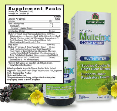 Nature'S Answer Mullein-X Multi System Cough Syrup 4 Ounce | Soothes Coughs & Clears Mucus | Respiratory Support | Non GMO Gluten