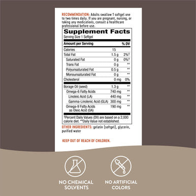 Nature'S Way Borage Oil, Cold Pressed & Unrefined, Gla Supplement, 1300Mg Per Serving, 60 Softgels