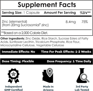 Nootropics Depot Microzinc Capsules 20Mg Optimized Zinc Supplement 90 Count