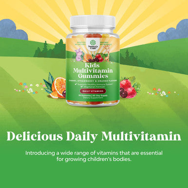 Natures Craft Delicious Daily Kids Multivitamin Gummies - Multivitamin for Kids Immunity Support Gummies with Vitamins A C D3 E B Zinc - Kids Vitamins Gummy Multivitamin Formula - Halal Gelatin and Gluten