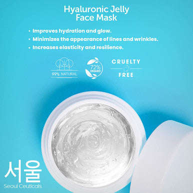 Korean Skin Care Hyaluronic Acid Jelly Mask Korean Face Mask Skincare K Beauty Face Masks Contains Rice Bran Rosehip Vitamin B5 Anti Aging Spa Hydro Gel Face Mask for Plump Glowing Skin 2oz