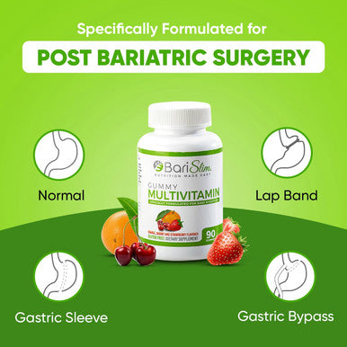 Barislim Bariatric Chewable Multivitamin Gummies - Specially Formulated Gummy Vitamin For Patients After Weight Loss Surgery - Easy To Digest & Great Tasting Fruit Flavors 90 Fruit Chews